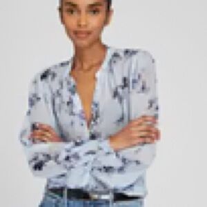 Club Monaco Floral Sheer Button-Up Blouse